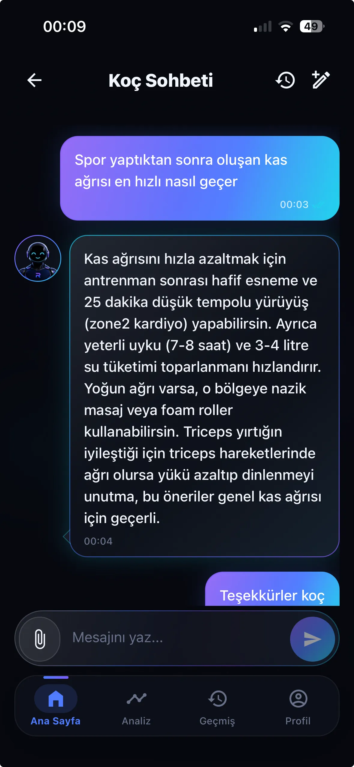 REPRA AI koç konuşma ekranı