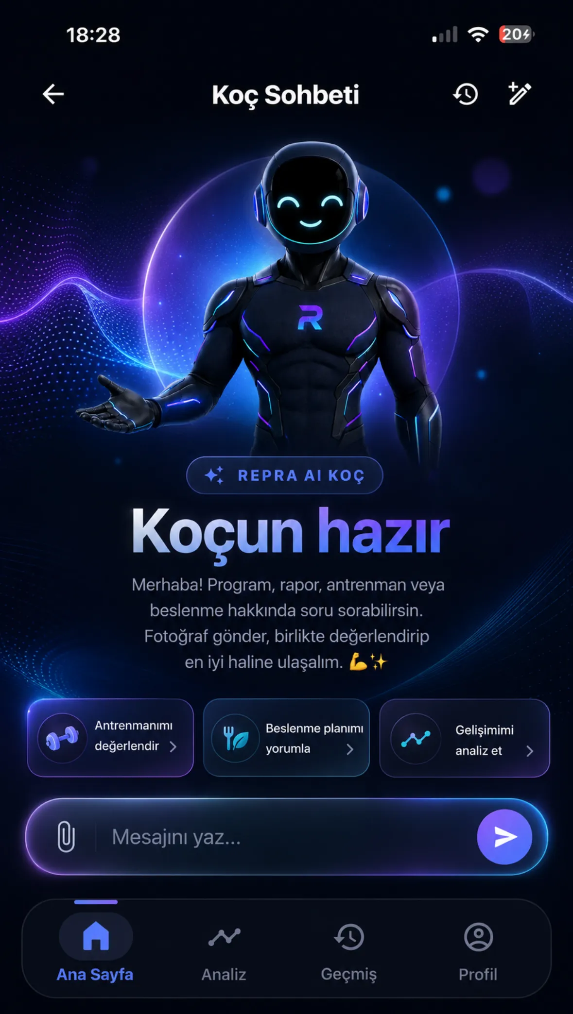 REPRA AI koç ana ekranı
