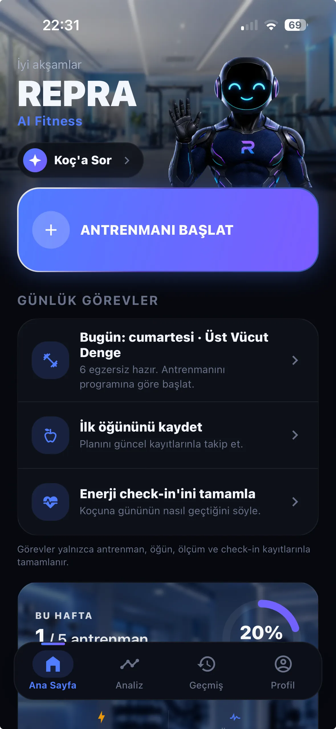 REPRA ana ekranı