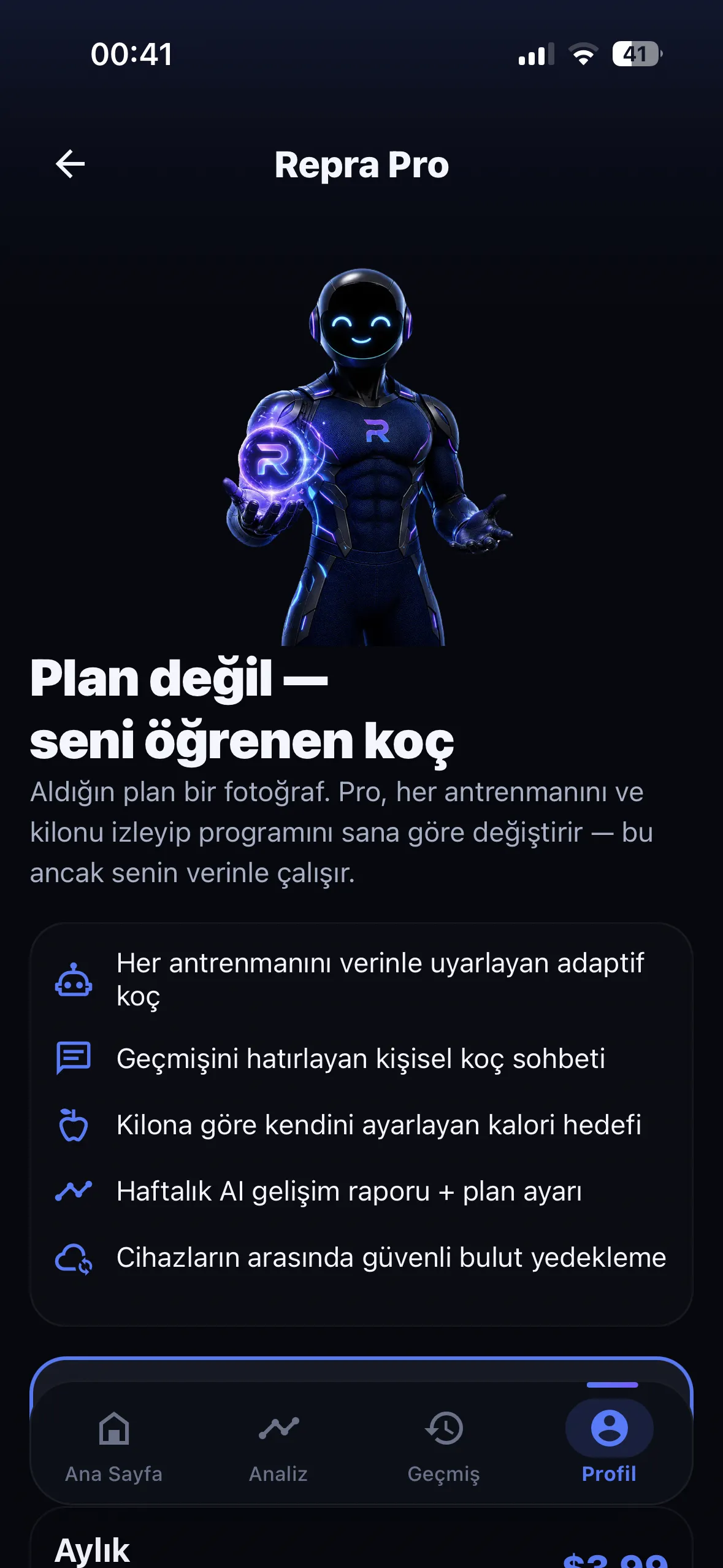 Reprafit Pro uygulama ekranı